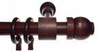 Tringle à rideaux en bois, couleur acajou, 120 cm, avec bouton