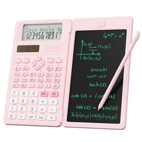 Wetenschappelijke Casio Wetenschappelijke rekenmachine voor studenten, 82 MS opvouwbare wetenschappelijke rekenmachine met notitieblok voor middelbare en middelbare schoolbenodigdheden, roze