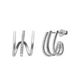 Lucardi Boucles d'oreilles femme en acier multi avec zirconias