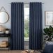 Sleepdown Luxe Chenille Gordijnen met Ringen voor Slaapkamer en Woonkamer 5 x 117 cm x 137,2 cm, marineblauw 2 panelen