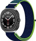 By Qubix Qubix - Nylon Sport Loop Bandje voor Samsung Galaxy Watch Ultra / Ultra 2 - Blauw met Lime Groen - 47mm