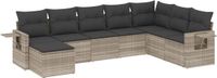 vidaXL 8-delige loungeset met kussens, polyrattan, lichtgrijs