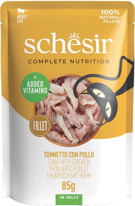 Schesir Kattenvoer Pouch Tonijn - Kip in Gelei - 12 x 85 gr - Voordeelverpakking