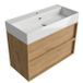 Saniclass Houten Frame Badkamermeubelset - 100x45x72cm - Legend Keramische Wastafel Wit - Mat Eiken Natural
