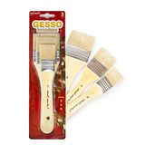 Mont Marte Penseel Set voor Gesso – 3 Penselen in de Maten 2, 4 en 6 – Platte Penselen – Ideal voor Gesso, Acryl, Olieverf, Aquarelverf