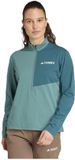 Adidas Terrex Multi Climacool Half Rits Lange Mouw T-shirt Groen M Vrouw