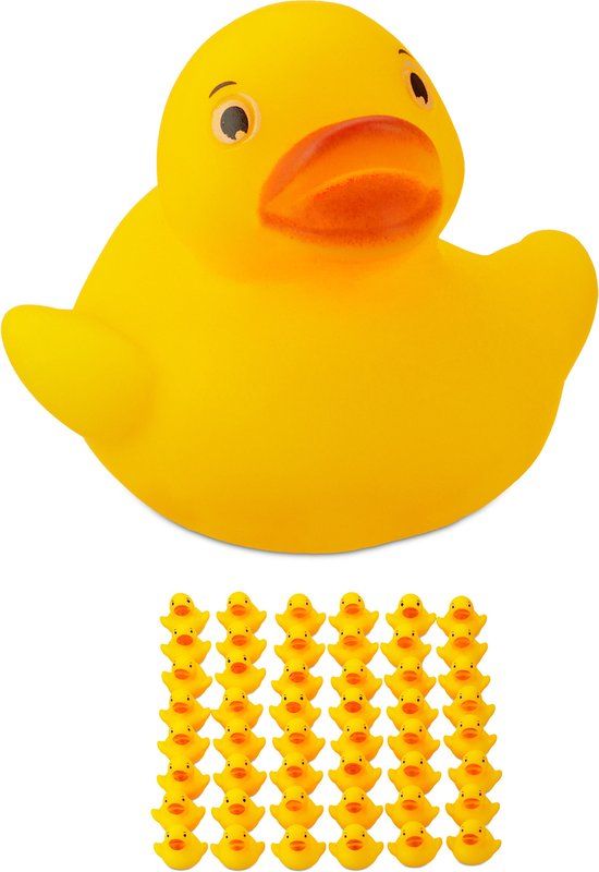 Relaxdays Badeendjes - 48 stuks - Geel - 3.5 cm - Badspeelgoed