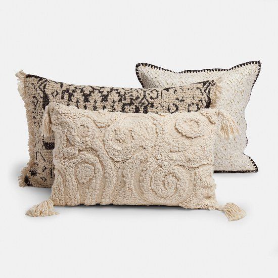 LOBERON Kussenhoes set van 3 Norlinn beige/zwart