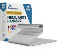 Lifemaster Metalen broekhangerset - 20 stijlvolle, elegante antislip kastruimtebesparende kleerhangers voor broeken, dekens en jeans met open einde, smal model, wit