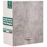 Shally Dogan Wandkast, hangkast van hout met enkele deur, 1 plank en 2 vakken, ruim en duurzaam, kleur cementgrijs, afmetingen 60 x 32 x 72 cm