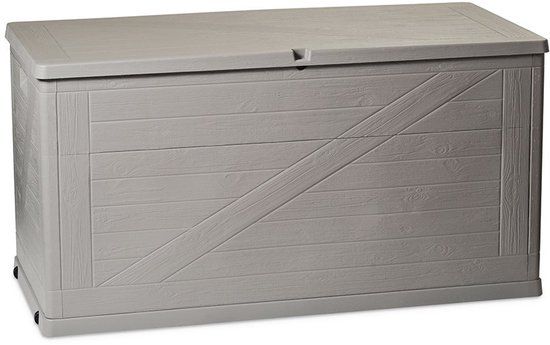 Toomax Wood opbergbox met deksel - 420L - Grijs - Kunststof - Waterdichte kussenbox voor buiten in de tuin