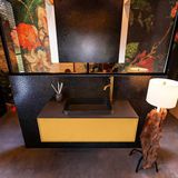 Mondiaz ERIN 100cm badmeubelset Ocher met 1 lade + Wastafel RIDGE midden 1 kraangat Urban ERIN11160