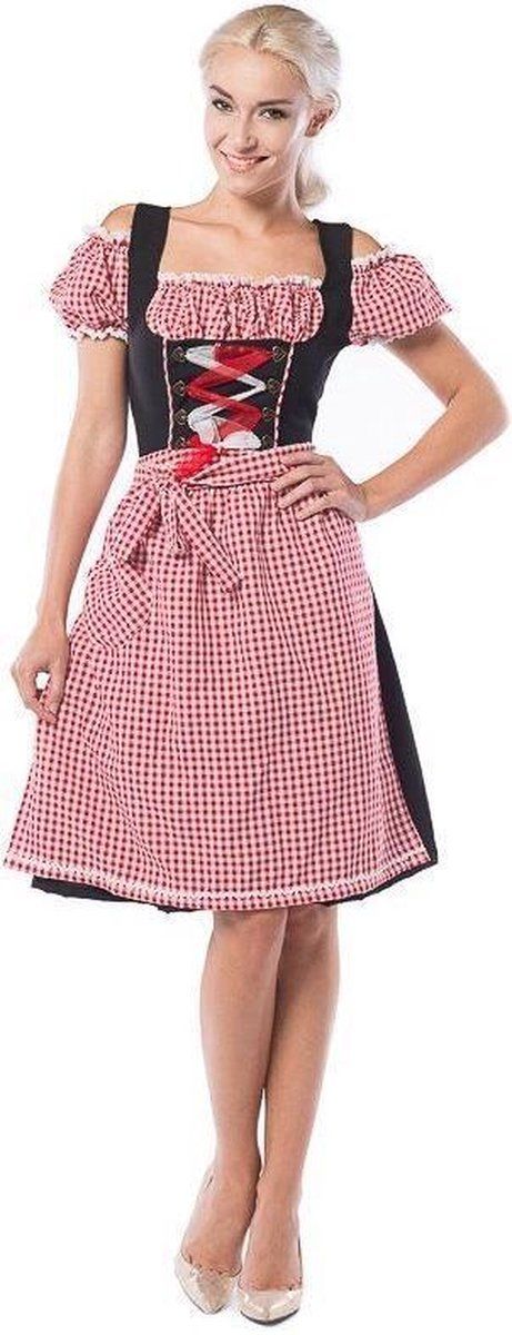 Partychimp Dirndl Anne-ruth Lang Dames Polyester Rood/zwart Mt S