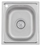 Kuchinox MIKA SOB_010T: Eénbakspoel, roestvrij staal, geborsteld oppervlak, inbouwmodel