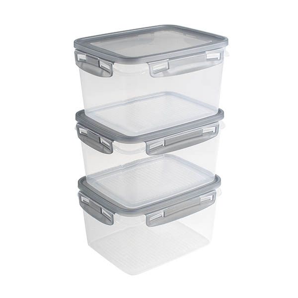Sunware Club Cuisine transparante diepvriesdozen met clips grijs 1,5 liter (3 stuks)