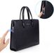 LEATHER HYPE Obsidian Leren Laptoptas met Vingerafdrukslot – Anti-Diefstal Aktetas 15,6 inch – Zwart