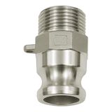 RIEGLER Kamlok-snelkoppelingsstekker met buitendraad, type F, ES 1.4401, R 1 1/2, stekker-Ø 53 mm, PN max. 16 bar, temp. -20 °C tot 95 °C