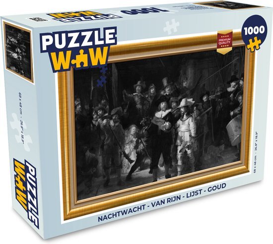 MuchoWow Puzzel Nachtwacht - Van Rijn - Lijst - Goud - Legpuzzel - Puzzel 1000 stukjes volwassenen