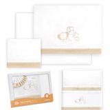 Interbaby Babybeddengoed van katoen voor babybed, olifantenbeer, ballonnen, 3-delige set, hoeslaken + dekbedovertrek + kussensloop