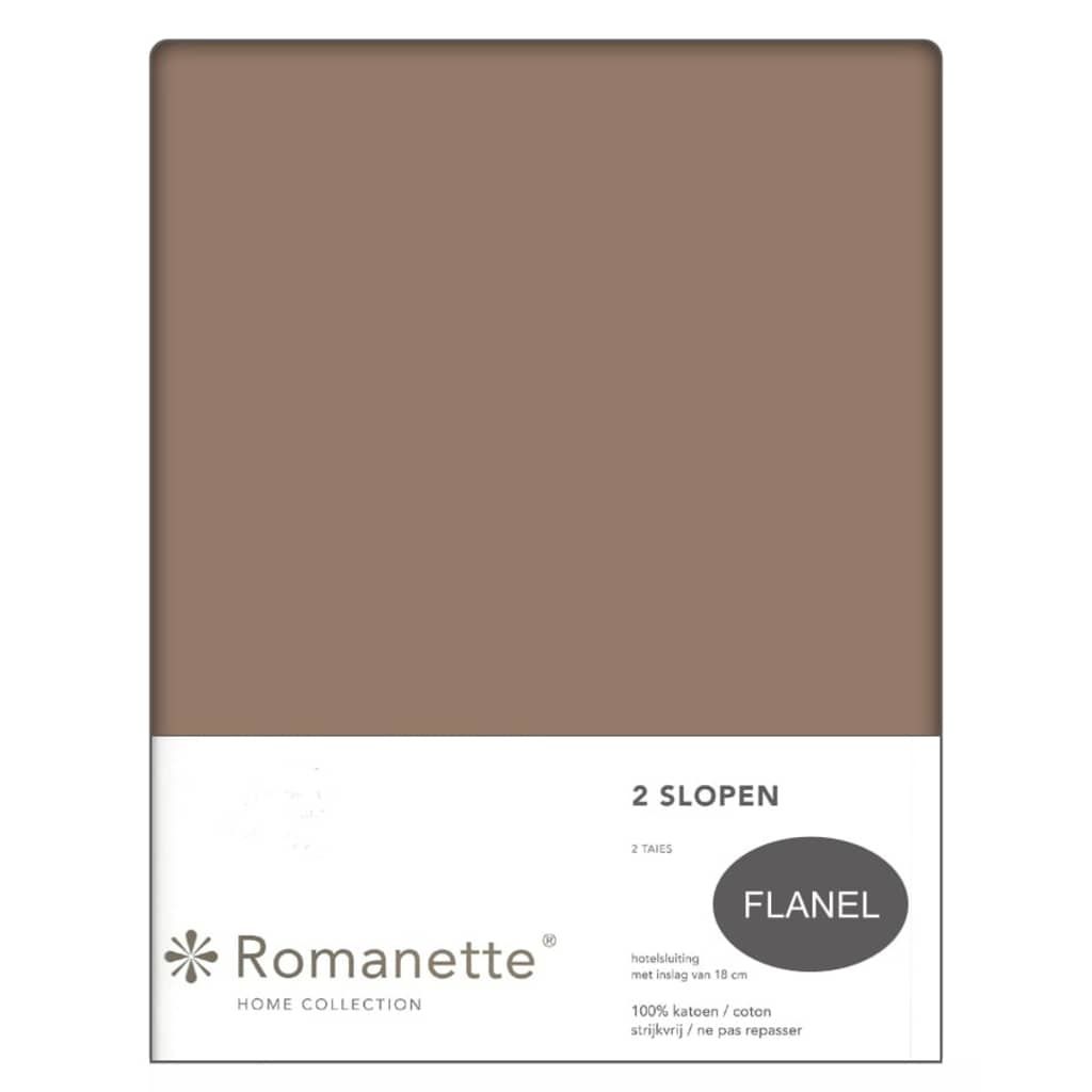Romanette flanel kussenslopen (set van 2) - bruin - 60 x 70 cm