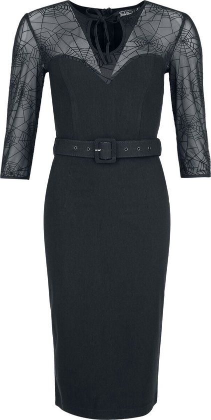 Voodoo Vixen Spider Web Lace Pencil Dress Dames Midi-jurk - zwart - M