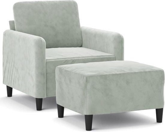vidaXL Fauteuil met voetenbank fluweel lichtgrijs