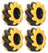Roue Mecanum - 48 mm - Omnidirectionnelle - Jaune et Noir - 2 paires