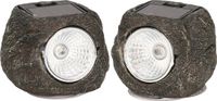 CEPEWA Lampe/spot LED - 2x - éclairage solaire - forme de pierre - 13 x 9 cm - éclairage de jardin