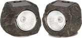 CEPEWA Lampe/spot LED - 2x - éclairage solaire - forme de pierre - 13 x 9 cm - éclairage de jardin