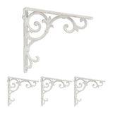 Relaxdays plankdrager, set van 4, gietijzer, antieke schapdragers, plankhouders metaal, HBD: 24,5 x 4 x 24,5 cm, wit