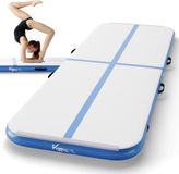 KM-Fit Airtrack - Turnmat - 3 m - Gymnastiekmat Opvouwbaar - Incl. elektrische pomp & patch kit - Blauw