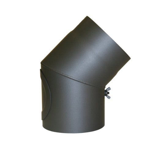 Kamino-Flam Kamino Flam boog 45 graden, met deur, Senotherm gecoat, gegoten grijs, Ø 150 mm