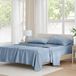 Comfort Spaces 100% katoenen lakenset ademend, lichtgewicht, zacht met 35,6 cm elastische zak past tot 16 inch matras, comfortabel beddengoed voor het hele seizoen, bijpassende kussensloop, Queen Blue