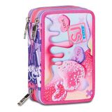 SJ Gang Schooletui met 3 ritssluitingen, roze, Sphere Full Girl