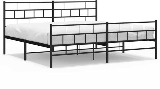vidaXL Bedframe met hoofd- en voeteneinde Metaal Zwart 183x213 cm
