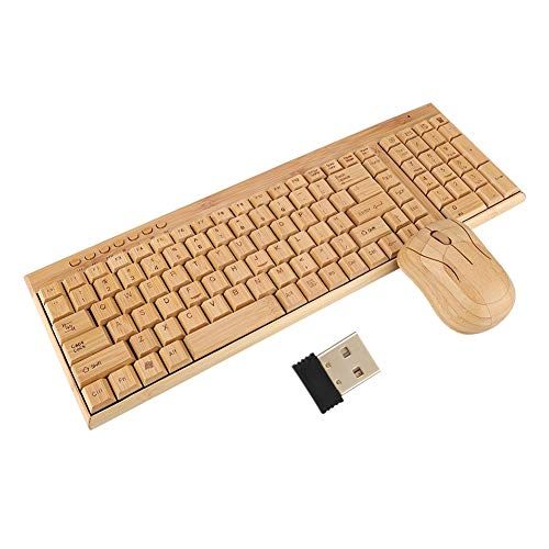 Tosuny Wireless Keyboard and Mouse Combo - Bamboo - KG201 + MG94-N - Waterdicht