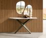 Zentharo table console Edge Polygonal 140x50 cm Keramik Onyx Champagne Metall Effektfinish Titan