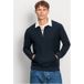 OLYMP Casual Regular Fit Poloshirt lange mouw marine, Gestructureerd