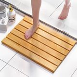 Domx Bamboe badmat voor badkamer - bamboe douchemat antislip waterdichte houten badmatten houten douche vloermat voor deuropening sauna spa tuin patio zwembad buiten gebruik (natuurlijk, 21,26 x 14,17