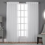 Exclusive Home Polypropyleen Belgisch PP-vouwpaneel, gestructureerd, linnenlook, jacquard, 1 paar, winterwit, 127 cm B x 223 cm L (2 stuks)
