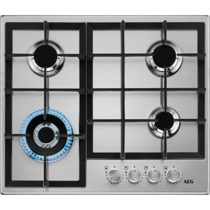 AEG HGB64420SM Gas Kookplaat - Roestvrij Staal