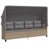 VidaXL Fauteuil rembourré polyrotin, acier gris