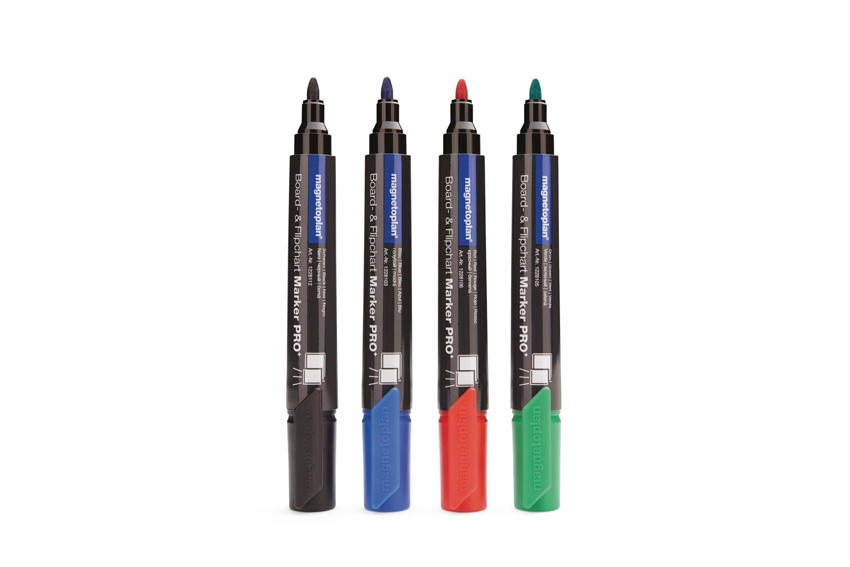 Magnetoplan 12281 - Markeerstiften - 4 stuks - Zwart, blauw, groen, rood