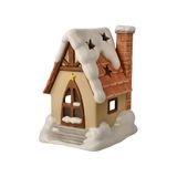 Goebel Kaarsenhouder winterwoud lichthuis voor theelicht van aardewerk, 14x12x17 cm, 66-704-24-1