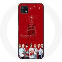 Maniacase Hoesje voor Samsung Galaxy A22 5G BTS Bangtan Boys Rode Achtergrond Kerstcadeau 2023
