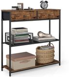 Songmics Consoletafel - haltafel - 24 x 76 x 80 cm - 2 Stoffen Lades - bruin met zwart
