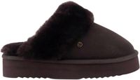 Warmbat Flurry Plateau Pantoffels Dames Donkerbruin Suède Maat 41