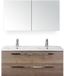 BES LED Seville Badmeubelset 120 cm - 2 Laden Tabacco - Wastafel Enjoy Dubbel met Spiegelkast