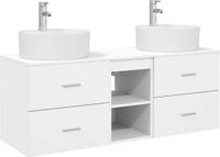 vidaXL Badkamerkast - set - 3 - st - Wit - 129 x 44,5 x 82 cm - Bewerkt hout