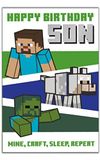 Minecraft Zoon Verjaardagskaart
